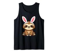 Bunny Sloth Tee Funny Kawaii Easter Cute Sloth Easter Ears Tank Top