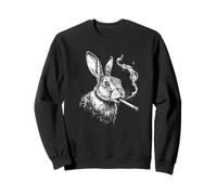 Bunny Smoking a Cigarette, Funny Rabbit Animal Art Graphic Sweatshirt