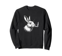 Bunny Smoking a Cigarette, Funny Rabbit Animal Art Graphic Sweatshirt