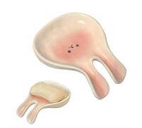 Bunny Soap Dish, Rabbit Shaped Ceramic Organizer Tray with Raised Edges for Bathroom, Kitchen Counter, Holds Sponge, Rings, Trinkets, Cute Home Decor & Gift Idea