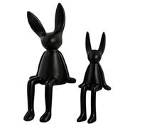 Bunny Statues Home Decor - 2 Pieces Ceramic, Portable Cartoon Sitting Bunny Figurines, Lightweight Cute Rabbit Ornaments Tabletop Centerpiece, Decorative Easter Rabbits Sculpture For Living Room Desk