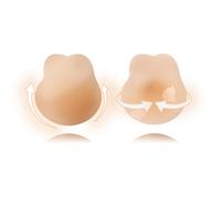 Bunny Sticky Push-Up Bra for Women - Reusable Silicone Lift, Strapless & Invisible for Backless Dresses (Beige C/D Cup)