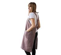 Bunny Street Linen Pinafore Apron - No Ties Cross Back Linen Japanese Aprons for Girls - Kids Apron (Kids 9-12 years, Rose Taupe)