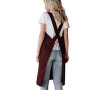 Bunny Street No-Tie Cotton Pinafore Apron - Premium Japanese Cross-Back Apron for Women with Pockets - Ideal for Florists, Artists, Crafters (Chocolate)