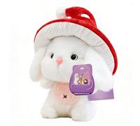 Bunny Stuffed Animal - Soft Cuddly Bunny, Cute Easter Plush Figure, Decorative Mushroom Hat Bunny | Material With Charming Design | For The Bedroom Desk Va