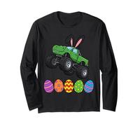 Bunny T-Rex Monster Truck Jumping Easter Eggs Toddler Kid Long Sleeve T-Shirt