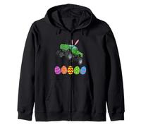 Bunny T-Rex Monster Truck Jumping Easter Eggs Toddler Kid Zip Hoodie