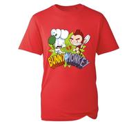 Bunny T-Shirt - Funny Monkey Comic Graphic Tee for Kids & Adults | Unisex Cartoon Animal Fight Shirt | World Book Day Gift Idea (Red, 9 Years)