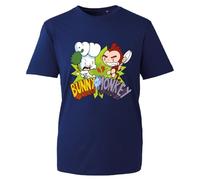 Bunny T-Shirt - Funny Monkey Comic Graphic Tee for Kids & Adults | Unisex Cartoon Animal Fight Shirt | World Book Day Gift Idea (Navy, 12 Years)