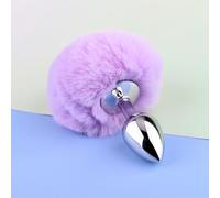 Bunny Tail Butt Anal Plug for Adult Play, ZEOABSY Stainless Steel Buttplug 2.8cm with Fluffy Rabbit Tail, Sexy Tail Plug for Beginners Couples, Sex Toys Flirt for Women Men Extreme Love (Purple)