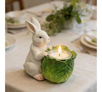 Bunny Tealight Candle Holder, Easter Decorations, Cute Resin Bunny Figurines Tealight Holders Easter Table Centerpieces