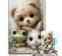 Bunny Teddy Bear Baby Puzzles 1000 Pieces for Teenagers,Help The Brain Exercise Addictive Toys to Cultivate Patience Unique Challenge Game (38x26cm)