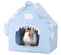 Bunny Tent Guinea Pig House Bed Cozy Hamster Cave Large Hideout for Dwarf Rabbits Hedgehog Bearded Dragon Nest Hamster Cage Accessories (Blue)