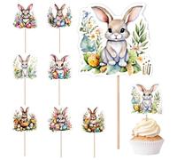 Bunny Themed Cupcake Picks Cute Colorful 8 Styles Food Rabbit Cake Toppers Decorative Picks For Easter Party Shower Birthday Celebration Cupcake Decoration Party Supplies Dessert Accessory Fun Ho