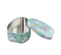 Bunny Themed Flat Egg Shaped Container Made of Metal Perfect Addition to Any Celebration (E)