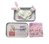 Bunny Tiny Pocket Tin Plushie For Collectors & Kids! Fuzzy That Fits In Your Pocket Before It's ! (A)