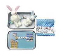 Bunny Tiny Pocket Tin Plushie For Collectors & Kids! Fuzzy That Fits In Your Pocket Before It's ! (Blue, A)