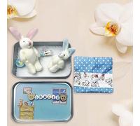 Bunny Tiny Pocket Tin Trendy Plushie For Collectors & Kids! Fuzzy That Fits In Your Pocket Before It's ! Party Decoration (Blue, A)