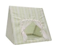 BUNNY Tipi - Washable Soft Hidden Pet Tent, Comfortable Green and White Chinchilla Teepee | Chic Ferret Bed Tent for Small Animals Cage Accessories Green & B Display Tent
