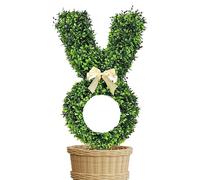Bunny Topiary - Outdoor Portable Topiary | 22 Inch Artificial Topiary Wooden Babinet Fake Boxing Bush Porch Decoration Imitation Shrubs
