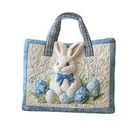 Bunny Tote Bag, Quilted Design, 30cm, Easter Canvas Handbag, Cute Rabbit Purse, Reinforced Handles, For Women, Girls, Kids, Children, Outdoor, Easter, Egg Hunting, Party, Gathering