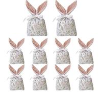 Bunny Treat Bags - Easter Drawstring Pouch Set, Kids Gift Favor Bags, 10 Pieces Candy Bag Pack | Bunny Ear Party Bag for Holiday Birthday Wedding Celebration Family Gathering Event