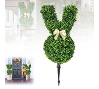 Bunny Tree Easter Decor, Bunny Topiary,Green Artificial Bunny-Shaped Topiary Tree Pot Fake Easter Bunny Plant, Easter Rabbit Boxwood Topiaries Plant for Easter Porch Decor Outdoor/Indoor (70CM)
