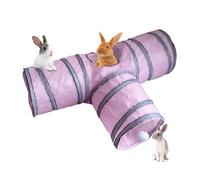 Bunny Tunnels and Tubes, Collapsible 3 Way Rabbit Hideout Toy, Small Animal Tunnel for Bunny Guinea Pig Ferret Kitten Chinchilla Hedgehog Hiding and Resting (Pink)