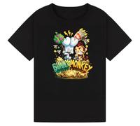 Bunny vs Monkey World Book Day T Shirt Funny Cartoon Character Costume Outfit Novelty Reading Event Tee for Kids Boys Girls Black 9-11Y