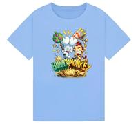 Bunny vs Monkey World Book Day T Shirt Funny Cartoon Character Costume Outfit Novelty Reading Event Tee for Kids Boys Girls Sky Blue 3-4Y