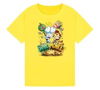 Bunny vs Monkey World Book Day T Shirt Funny Cartoon Character Costume Outfit Novelty Reading Event Tee for Kids Boys Girls Yellow 7-8Y