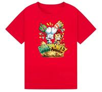 Bunny vs Monkey World Book Day T Shirt Funny Cartoon Character Costume Outfit Novelty Reading Event Tee for Kids Boys Girls Red 7-8Y