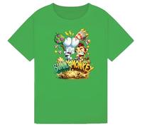 Bunny vs Monkey World Book Day T Shirt Funny Cartoon Character Costume Outfit Novelty Reading Event Tee for Kids Boys Girls Kelly Green 12-13Y