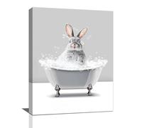 Bunny Wall art Rabbit Pictures Wall Decor Bathtub Bathroom Sign Canvas Prints Painting Modern Home Office Decorations Framed Artwork For Bathroom 12"x16"