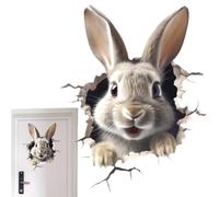 Bunny Wall Decal - Peel Stick Nursery Decor, Cute Cartoon Rabbit Sticker, Kids Playroom Decoration for Bedroom Window, Removable Vinyl Art, Forest Animal Theme, Room Aesthetic