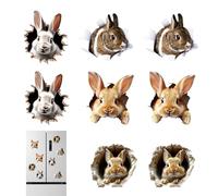 Bunny Wall Stickers,Cute Easter Rabbit Breaking Wall Decorative Stickers | Bunny Toilet Decal | for Bedroom Kitchen Living Room Children's Room Nursery Bathroom Party Tile Window Door