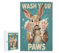 Bunny Wash Your Paws 1000 Piece Puzzle - Relaxing Puzzle for Bunny Lovers, Ideal for Animal and Nature Decor Enthusiasts, Playful Family Activity, Finished Size 30 x 20 Inches