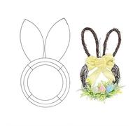 Bunny Wire Wreath Frame, Easter Rabbit Wreath Metal Frame Wire Form Floral Garden Bunny Shaped, DIY Garland Ornaments Accessories, for Parties, Celebrations, 17inch (1PCS)