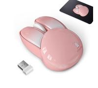 Bunny Wireless Mouse - Cute 2.4G Silent Cute Device | Adorable Laptop Mouse - Lightweight 59g 3 Button Kawaii Design 1200 DPI For Windows7 Win8 Win10 Office Study Work At Home Or School