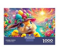 Bunny with Chicks And Easter Eggs 1000 Piece Jigsaw Puzzle Cute Rabbit Perfect Birthday Present for Kids & Adults 38x26cm/1000pcs