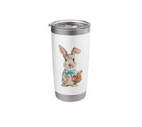 Bunny with Easter Basket Watercolor Easter Rabbit Print Stainless Steel Insulated Tumbler