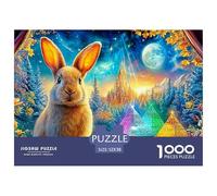 Bunny with Glowing Pyramids Under A Moonlit Sky 1000-Piece Jigsaw Puzzle Fairy Tale Rabbit - Great for Game Nights, Adults & Kids 52x38cm/1000pcs