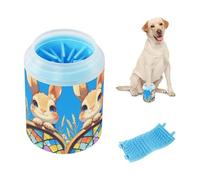 Bunny with Stained Glass Art Reusable Paw Cleaner Cup Silicone Brush Soft Pets Bathing Brush for Small & Medium Dogs