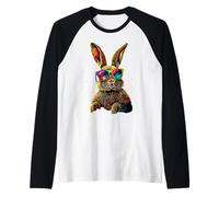Bunny with Sunglasses Rabbit Brown Hare Cute Bunnies Raglan Baseball Tee