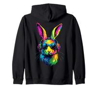 Bunny with Sunglasses Rabbit Brown Hare Cute Bunnies Zip Hoodie