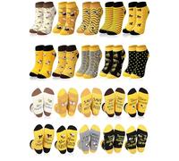 Bunnycool 10 Pairs Women Funny Bee Ankle Socks Novelty Cute Low Cut Socks Bee Patterned Short Socks Gift for Woman, Multi Colors, M