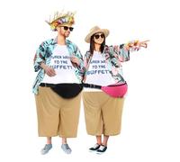 Bunnycool 12 Pcs Adult Tacky Tourist Costume - Couples Hawaiian Tropical Tacky Traveler Funny Fat Costumes Set for Summer, Beach, Luau, Halloween, Party
