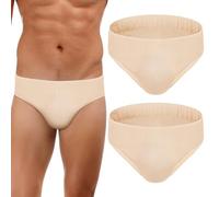 Bunnycool 2 Pcs Men's Full Seat Dance Belt Elastic Dance Underwear for Men Dance Belt Men Brief for Male Ballet, Skin Color, M