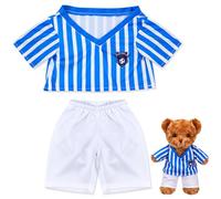Bunnycool 2 Pcs PJ's Bear Clothes Outfit, Fit Most 12-16 Inch Bears Stuffed Clothes Pajamas Plushy for Stuffed, Pre Kindergarten Toys(Blue White,Soccer)