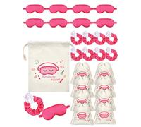 Bunnycool 24 Pcs Sleepover Party Supplies Satin Eye Mask Satin Hair Scrunchies Gift Bag for Girls Spa Party Supplies Gifts(Rose Red)